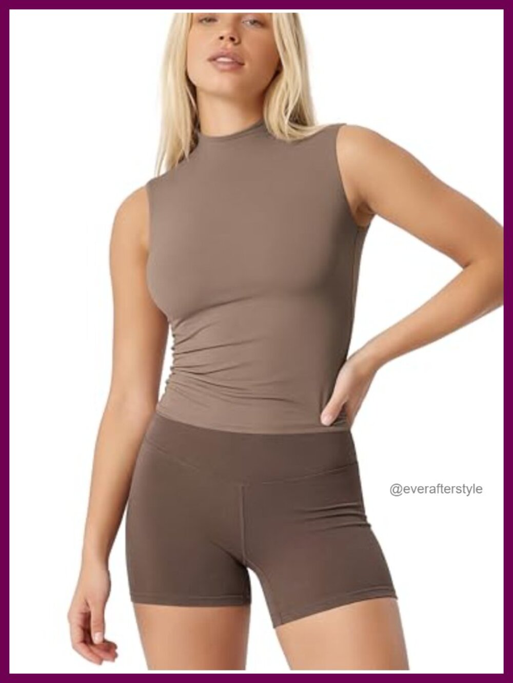 Double Layer Mock Neck Sleeveless Tee Ultra-Soft Slim Fit Tank Top